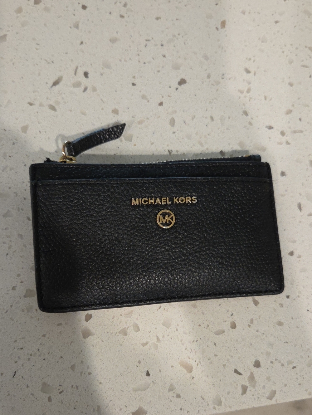 Micheal Kors Black Leather Wallet With Gold Hardware